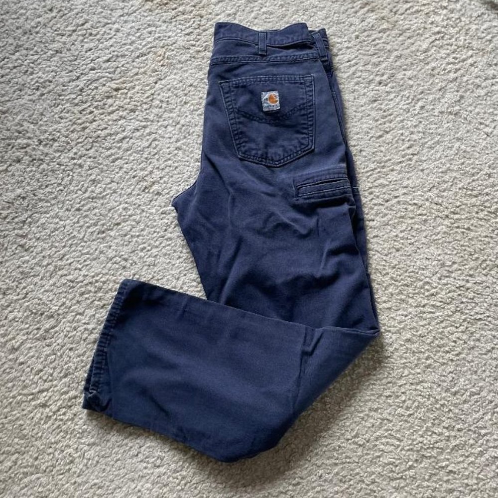 Carhartt FRB159 Flame Resistant Pants 32X32  Dark Navy Blue Preowned